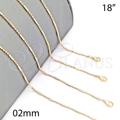 Oro Laminado Basic Necklace, Gold Filled Style Polished, Golden Finish, 04.213.0056.18