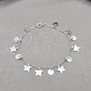 Sterling Silver Fancy Bracelet, Star and Paperclip Design, Polished, Silver Finish, 03.409.0124.07