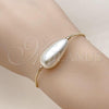 Oro Laminado Fancy Bracelet, Gold Filled Style Teardrop and Rat Tail Design, with Ivory Pearl, Polished, Golden Finish, 03.63.2291.08