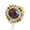 Oro Laminado Multi Stone Ring, Gold Filled Style with Multicolor Cubic Zirconia, Polished, Golden Finish, 01.346.0021.1.09