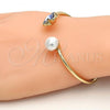 Oro Laminado Individual Bangle, Gold Filled Style Butterfly Design, with Provence Lavander Swarovski Crystals and Ivory Pearl, Polished, Golden Finish, 07.239.0005.10 (03 MM Thickness, One size fits all)