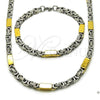 Stainless Steel Necklace and Bracelet, Polished, Two Tone, 06.116.0060.1