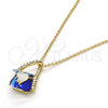 Oro Laminado Pendant Necklace, Gold Filled Style with Bermuda Blue and Aurore Boreale Swarovski Crystals, Polished, Golden Finish, 04.239.0039.9.16