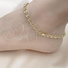 Oro Laminado Fancy Anklet, Gold Filled Style Puff Mariner Design, Polished, Golden Finish, 03.213.0233.10