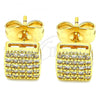 Oro Laminado Stud Earring, Gold Filled Style with White Cubic Zirconia, Polished, Golden Finish, 02.344.0046