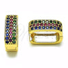 Oro Laminado Huggie Hoop, Gold Filled Style with Multicolor Cubic Zirconia, Polished, Golden Finish, 02.283.0077.1.15