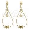Oro Laminado Long Earring, Gold Filled Style Teardrop Design, Polished, Golden Finish, 02.32.0287