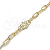 Oro Laminado Fancy Bracelet, Gold Filled Style Paperclip Design, Polished, Golden Finish, 03.321.0001.09