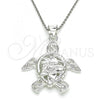 Sterling Silver Fancy Pendant, Turtle and Flower Design, Polished,, 05.398.0032