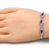 Sterling Silver Fancy Bracelet, with Ruby and White Cubic Zirconia, Polished, Rhodium Finish, 03.286.0014.2.07