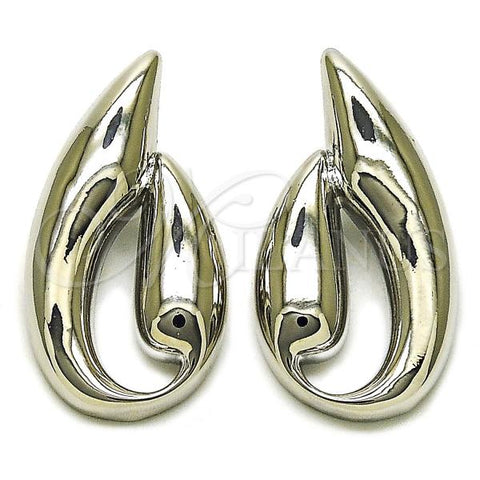 Rhodium Plated Stud Earring, Leaf Design, Polished, Rhodium Finish, 02.428.0015.1