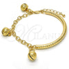 Oro Laminado Charm Bracelet, Gold Filled Style Rattle Charm and Hollow Design, Diamond Cutting Finish, Golden Finish, 03.63.1825.08