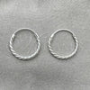 Sterling Silver Small Hoop, Diamond Cutting Finish, Silver Finish, 02.401.0026.12