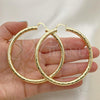 Oro Laminado Extra Large Hoop, Gold Filled Style Hollow Design, Diamond Cutting Finish, Golden Finish, 02.213.0241.70
