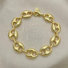 Oro Laminado Basic Bracelet, Gold Filled Style Puff Mariner Design, Polished, Golden Finish, 04.63.1411.08