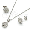 Sterling Silver Earring and Pendant Adult Set, with White Micro Pave, Polished, Rhodium Finish, 10.174.0253