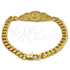 Oro Laminado ID Bracelet, Gold Filled Style Heart Design, Polished, Golden Finish, 03.102.0026.08