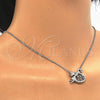 Sterling Silver Pendant Necklace, Swan Design, with Black and White Micro Pave, Polished, Rhodium Finish, 04.336.0038.16