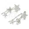 Sterling Silver Stud Earring, Star Design, with White Cubic Zirconia, Polished, Rhodium Finish, 02.369.0031