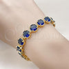 Oro Laminado Tennis Bracelet, Gold Filled Style with Sapphire Blue Cubic Zirconia, Polished, Golden Finish, 03.424.0002.1.08