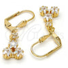 Oro Laminado Long Earring, Gold Filled Style Star Design, with White Cubic Zirconia, Polished, Golden Finish, 02.236.0021