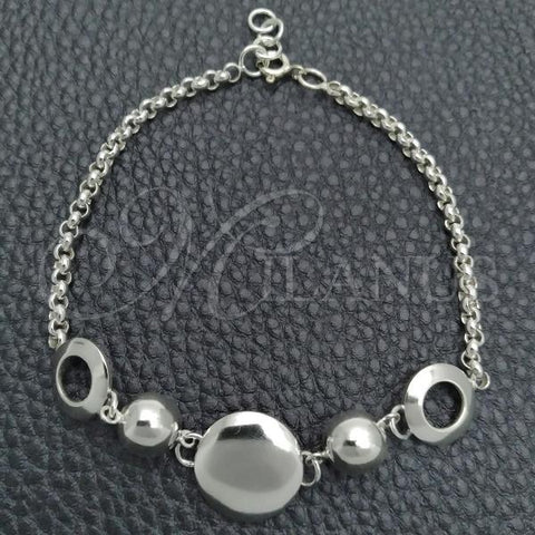 Sterling Silver Fancy Bracelet, Expandable Bead Design, Polished, Silver Finish, 03.399.0003.07