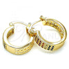 Oro Laminado Small Hoop, Gold Filled Style with Multicolor Cubic Zirconia, Polished, Golden Finish, 02.210.0266.3.20