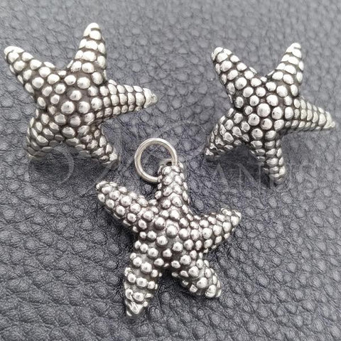 Sterling Silver Earring and Pendant Adult Set, Star Design, Polished, Silver Finish, 10.395.0001