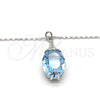 Rhodium Plated Pendant Necklace, Pave Mariner Design, with Aquamarine Swarovski Crystals, Polished, Rhodium Finish, 04.239.0025.2.16