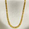Oro Laminado Basic Necklace, Gold Filled Style Pave Mariner Design, Diamond Cutting Finish, Golden Finish, 5.223.014.22