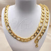 Stainless Steel Necklace and Bracelet, Figaro Design, Polished, Golden Finish, 06.116.0030.1