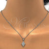 Sterling Silver Earring and Pendant Adult Set, with White Micro Pave, Polished, Rhodium Finish, 10.174.0240