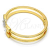 Gold Tone Individual Bangle, with White Crystal, Polished, Golden Finish, 07.252.0013.04.GT (10 MM Thickness, One size fits all)