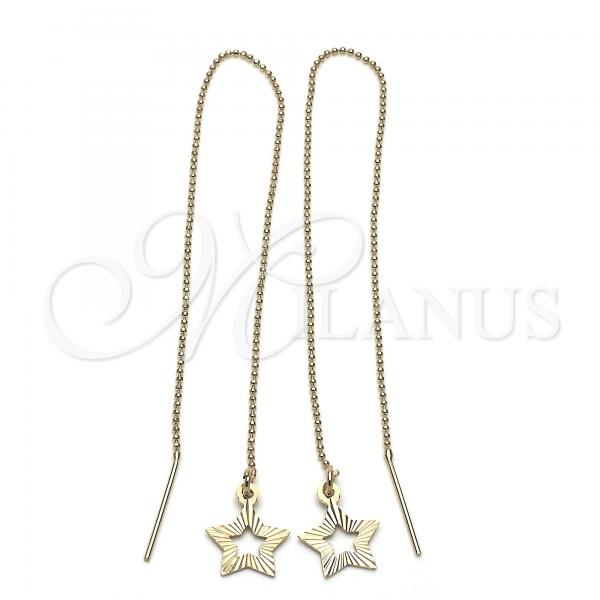 Oro Laminado Threader Earring, Gold Filled Style Star Design, Golden Finish, 02.64.0580
