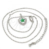 Rhodium Plated Pendant Necklace, Star Design, with Green Opal and White Micro Pave, Polished, Rhodium Finish, 04.63.1325.7.18