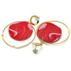 Oro Laminado Long Earring, Gold Filled Style Red Resin Finish, Golden Finish, 02.268.0076.2