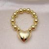 Oro Laminado Fancy Bracelet, Gold Filled Style Heart and Ball Design, Polished, Golden Finish, 03.341.0219.08