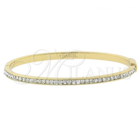 Oro Laminado Individual Bangle, Gold Filled Style with White Cubic Zirconia, Polished, Golden Finish, 5.230.006 (04 MM Thickness, Size 5 - 2.50 Diameter)