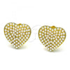 Oro Laminado Stud Earring, Gold Filled Style Heart Design, with Ivory Pearl, Polished, Golden Finish, 02.379.0021
