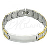 Stainless Steel Solid Bracelet, Greek Key Design, Polished, Two Tone, 03.114.0338.08