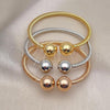 Oro Laminado Trio Bangle, Gold Filled Style Ball and Twist Design, Polished, Tricolor, 07.170.0019