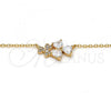 Oro Laminado Pendant Necklace, Gold Filled Style Heart Design, with White Cubic Zirconia, Polished, Golden Finish, 04.213.0034.16