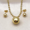 Oro Laminado Earring and Pendant Adult Set, Gold Filled Style Ball and Hollow Design, Polished, Golden Finish, 10.417.0013
