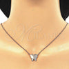 Sterling Silver Pendant Necklace, Butterfly Design, with White Micro Pave, Polished, Rose Gold Finish, 04.336.0098.1.16