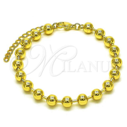 Oro Laminado Fancy Bracelet, Gold Filled Style Ball Design, Polished, Golden Finish, 03.341.0204.07