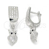 Sterling Silver Dangle Earring, with Black and White Micro Pave, Polished, Rhodium Finish, 02.186.0080