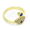 Oro Laminado Multi Stone Ring, Gold Filled Style Evil Eye Design, with Sapphire Blue Cubic Zirconia and White Micro Pave, Polished, Golden Finish, 01.341.0019 (One size fits all)