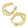 Oro Laminado Small Hoop, Gold Filled Style Heart Design, Polished, Golden Finish, 02.233.0040.15