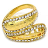 Oro Laminado Multi Stone Ring, Gold Filled Style with White Crystal, Polished, Golden Finish, 01.241.0022.09 (Size 9)