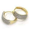 Oro Laminado Huggie Hoop, Gold Filled Style with White Cubic Zirconia, Polished, Two Tone, 02.210.0130.20